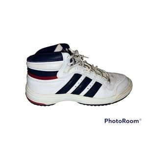 1999 Adidas Top Ten Sneakers White Blue Red Vintage Size US 10.5 High